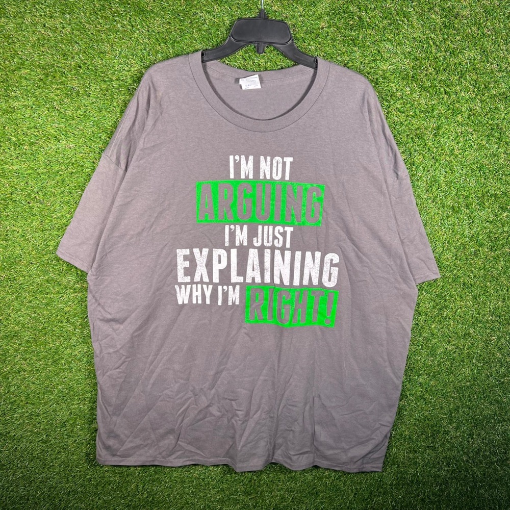 Gildan Mens 3XL Grey Im Not Arguing Graphic T-Shirt Heavy Cotton Slogan Tee